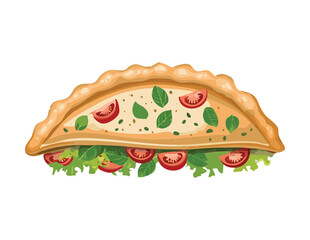 Savory Herb Tomato Calzone - Vector Illustration