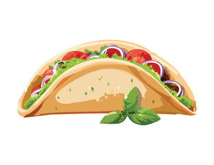 Fresh Basil Tomato Taco - Vector Illustration