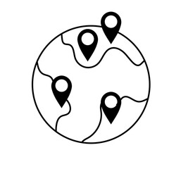 Map Navigation Line Icons