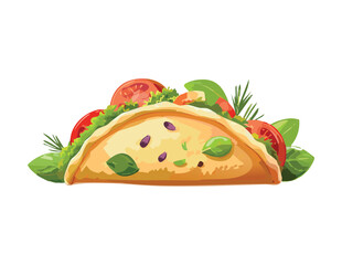 Herb Tomato Filled Taco - Vector Illustration