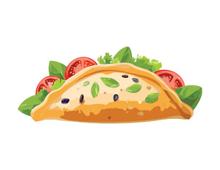Delicious Savory Taco with Fresh Toppings - Vector Illustration