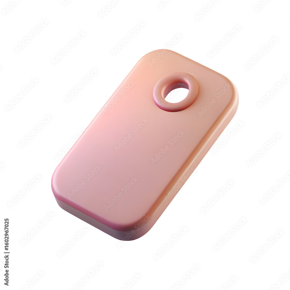 Poster rectangular pink plastic part with a hole isolated on transparent background