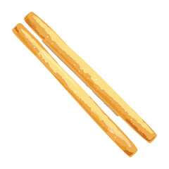 Delicious Golden Twisted Bread Sticks Pair - Vector Illustration