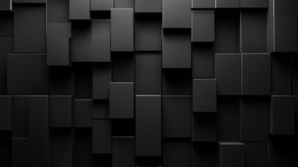 A dark geometric arrangement of rectangular shapes in varying dimensions