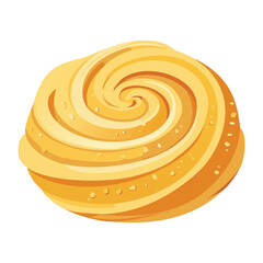 Delicious Golden Swirl Bun with Sprinkles - Vector Illustration
