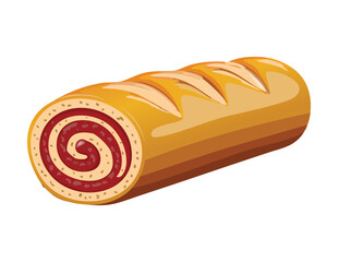 Sweet Red Swirl Loaf Side View - Vector Illustration
