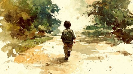 Tranquil forest path, a serene journey through nature's verdant embrace person