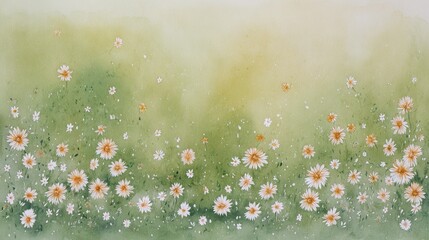 Colorful wildflower field painting, a serene landscape captured on canvas vibrant