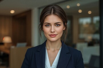 Professional Young Happy confident Positive Female Entrepreneur Woman Smiling in Modern Office