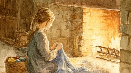 Woman finds comfort and serenity while relaxing on the floor in a cozy room