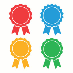 Four colorful award ribbons icons for website or app design.