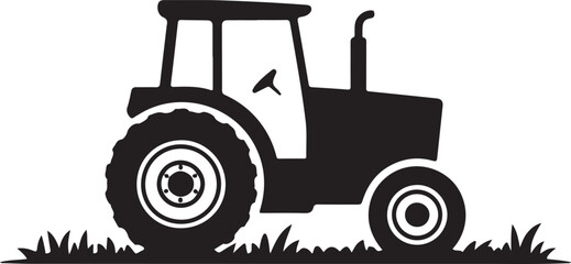 Tractor in field silhouette vector illustration design