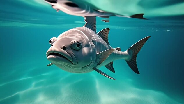 Ocean sunfish basking in sunlit waters
