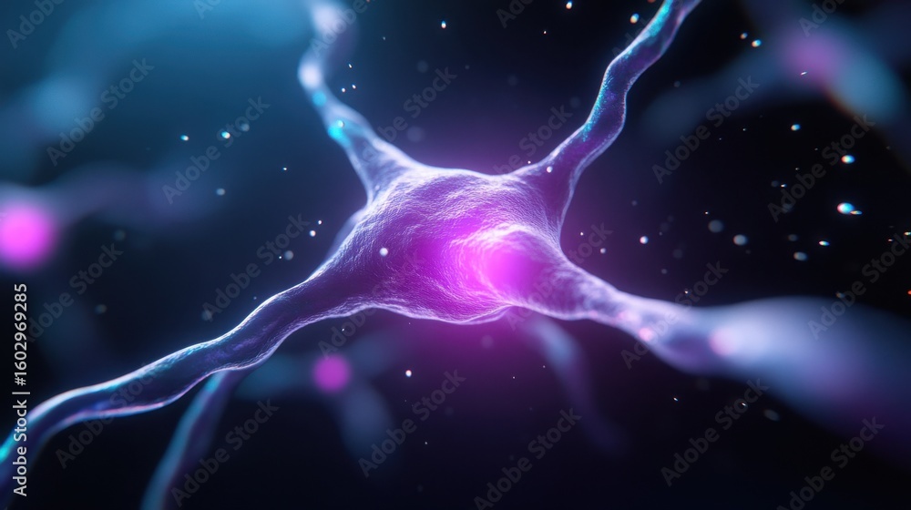 Poster glowing neural network connections in a dark space