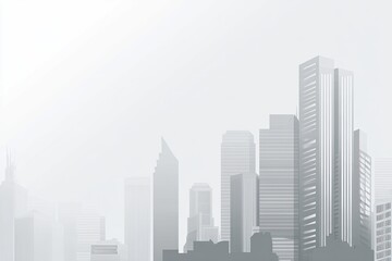 Fototapeta premium A city skyline in muted grayscale, hazy