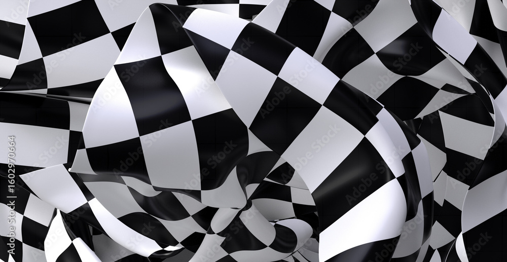 Poster high-resolution image of a crumpled checkered flag. perfect for backgrounds, textures, and design pr
