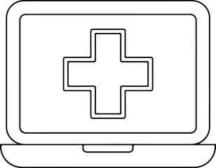 Obraz premium Laptop displaying a medical cross symbol for healthcare technology