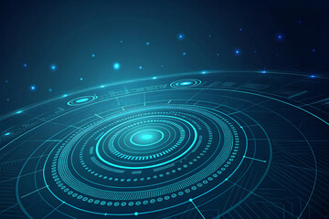 Obraz premium Futuristic digital interface with glowing blue circular technology pattern
