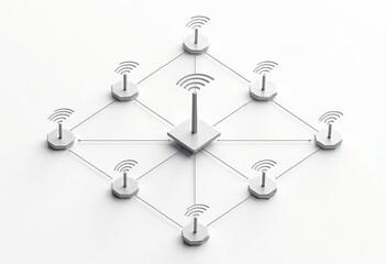 Wireless Network Connectivity Concept with Signal Towers and Nodes
