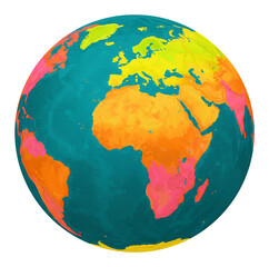 鮮やか地球 カラフル地図 地球儀 イラスト