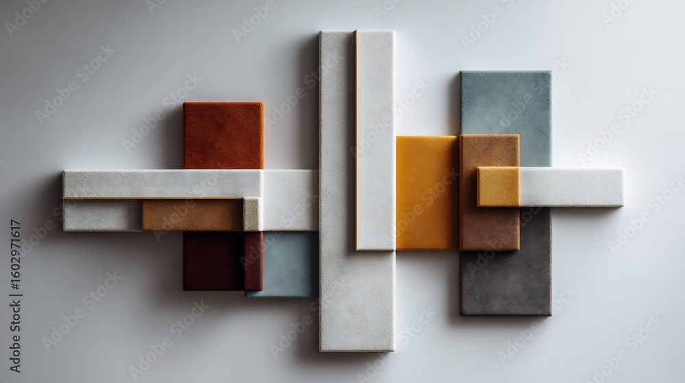 Aufkleber abstract arrangement of colorful rectangular blocks on a white surface creating a modern geometric d