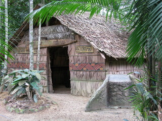 Maloca (house used by the natives of the Amazon) on the grounds of INPA in Manaus, Amazon - Brazil