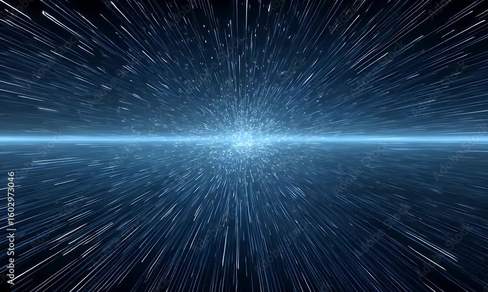 Aufkleber abstract blue particle background with dynamic light streaks