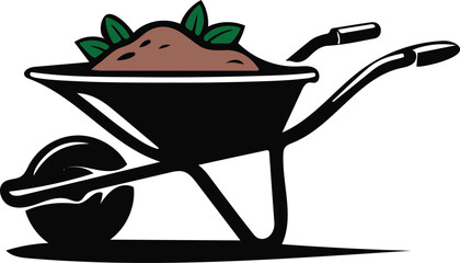 wheelbarrow silhouette vector illustration design
