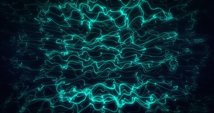 Blue fractals lines waving. Loop