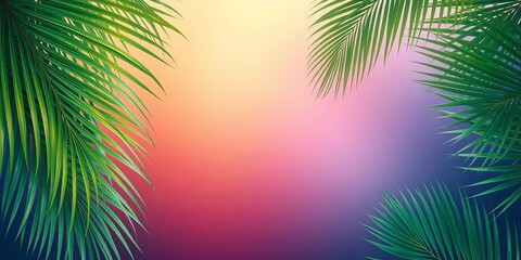 Obraz premium Abstract gradient backdrop of overlapping palm & coconut leaves, tropical feel, design, plant