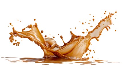 Caramel Splash Isolated on Transparent Background