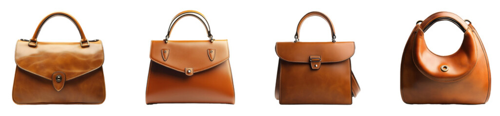 Leather handbag isolated on transparency background