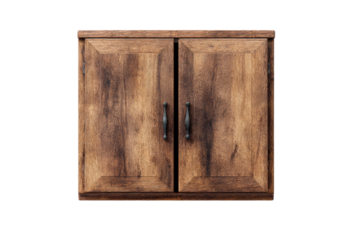 Wooden cabinet with two doors.  Front view