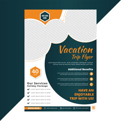 Professional travel agency flyer template designed to advertise custom travel packages, tours, and vacation deals, featuring a clean vector layout and fully editable structure