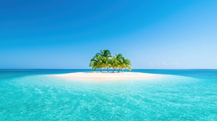 Fototapeta premium Caribbean Secluded Caribbean island surrounded by turquoise waters and coral reefs.