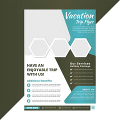 All-in-one editable travel flyer template with clean layout and vibrant visuals, suitable for showcasing various travel services including bookings, destinations, and holiday deals