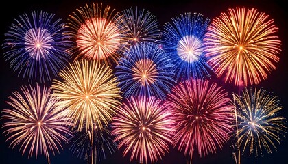 Naklejka premium Colorful fireworks exploding in the night sky