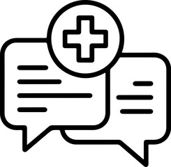 Medical chat icon with plus symbol and speech bubbles