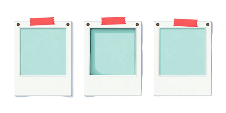 Three blank instant photo frames