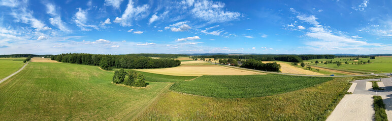 Aussicht vom Heidegrabenturm auf der schwäbischen Alb - Panoramaaufnahme