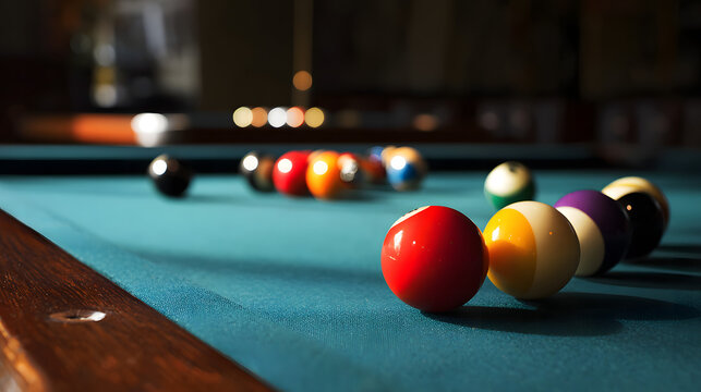 Billiard table set for a game