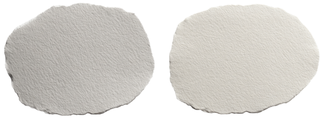 Two light gray, textured circles