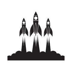 Rocket Ship Fleet Launch Vector Icon 