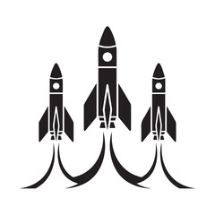 Rocket Ship Fleet Launch Vector Icon 