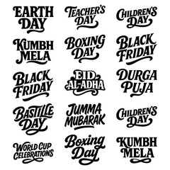 Fototapeta premium Seasonal Festival Holiday Calligraphy Vector Typography Bold Lettering Design