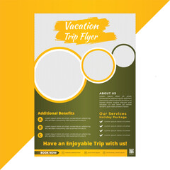 Bright and sunny summer holiday flyer template ideal for vacation promotions, beach travel, and seasonal packages, featuring clean vector design and editable layout