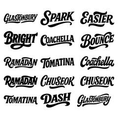 International Festival Holiday Calligraphy Typography Vector Stylish Cultural Lettering