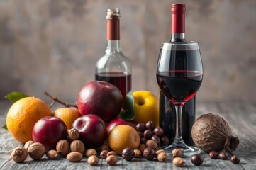 Elegant Still Life with Wine and Fruits