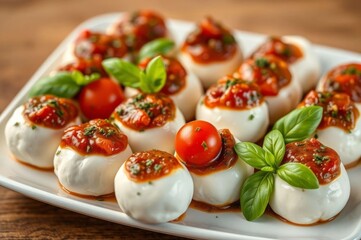 Fresh Bocconcini with Pesto and Tomatoes