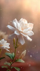 Fototapeta premium Delicate white flower in soft sunlight.